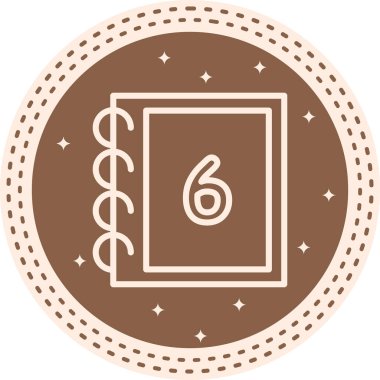 spiral book with cover and number six