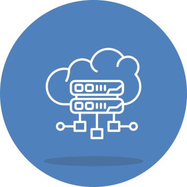 Bulut Hesaplama Ağ Çizgisi Simgesi, Beyaz Arkaplanda Basit Resimler İzole Edildi