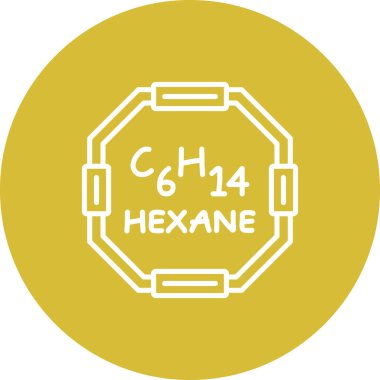 Hexane molekülünün kimyasal yapısı, basit web simgesi