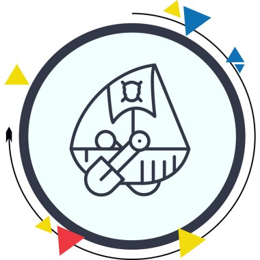 Bayrağı olan balıkçı teknesi, ağ simgesi