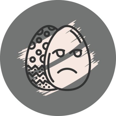 Paskalya Yumurta Çizgisi Simgesi, Düz Emoji, Basit Resimler Beyaz Arkaplanda İzole Edildi