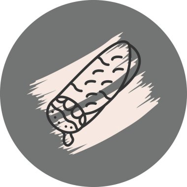 Burrito Satır Simgesi, Beyaz Arkaplanda Basit Görüntü 