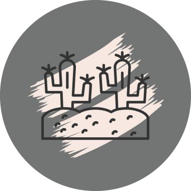 Kaktüs Hattı Simgesi, Basit Görüntü Beyaz Arkaplanda İzole Edildi