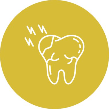 Çürümüş tek bir insan dişi. ikon diş boşluğunu ya da ağız sağlığı sorununu temsil eder.