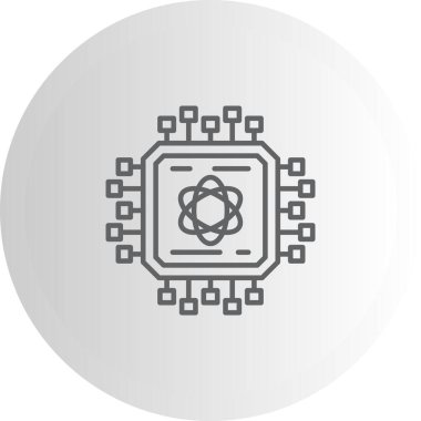 Merkezi atom sembolü olan ve kuantum hesaplama teknolojisi için çevredeki bağlantı düğümlerine sahip simge