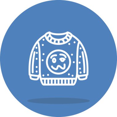 Emoji Satır Simgesi olan süveter, Beyaz Arkaplanda İzole Edilmiş Basit İllüstrasyon