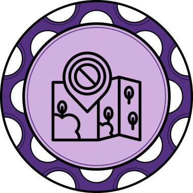 Kılavuz ve konum grafikleri bir konum broşlu katlanmış harita içerir ve giriş yasağı sembolünü gösterir..