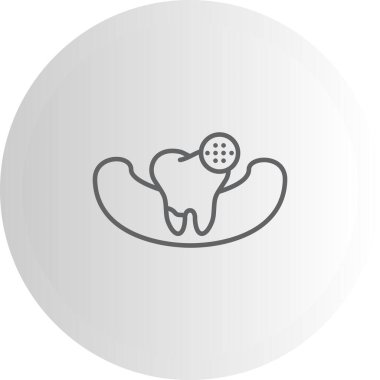 Diş enfeksiyonu ikonu. Dairesel bakteri kolonisi, enfeksiyon veya iltihabı temsil etmek için diş eti sınırında bulunan tek bir dişin yanında yer alır..