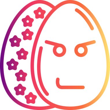 Paskalya Yumurta Çizgisi Simgesi, Düz Emoji, Basit Resimler Beyaz Arkaplanda İzole Edildi