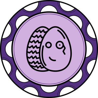 Paskalya Yumurta Çizgisi Simgesi, Düz Emoji, Basit Resimler Beyaz Arkaplanda İzole Edildi