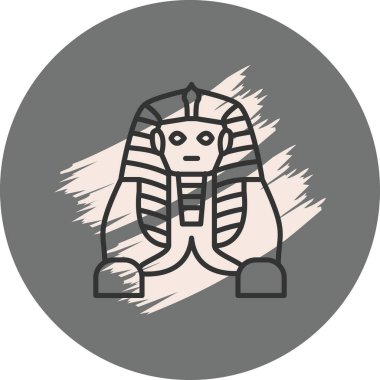 Minimalist çizgi simgesi, Giza heykelinin büyük bir sfenksini ön planda otururken tasvir eder