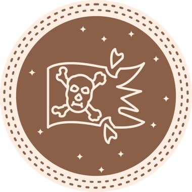 Çemberin içinde Kurukafa ve Çapraz Kemikli Korsan Bayrağı.