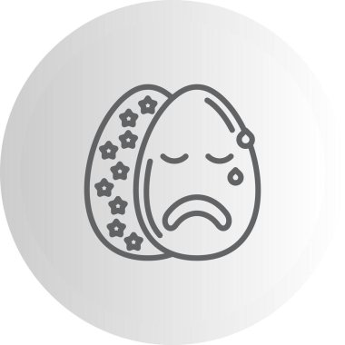 Paskalya Yumurta Çizgisi Simgesi, Düz Emoji, Basit Resimler Beyaz Arkaplanda İzole Edildi