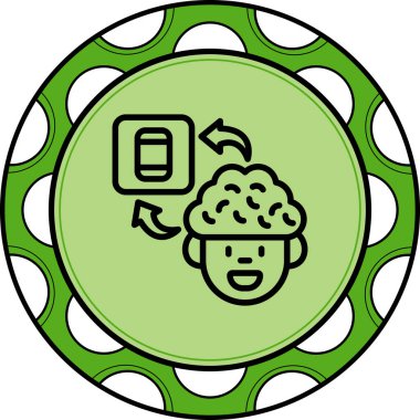 Beyin Akıllı Telefon Simgesi, Basit İllüstrasyon