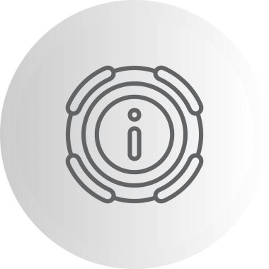 Nötr bir arkaplan üzerinde eşmerkezli daireler ve merkezi bir i sembolü içeren bu simge uygulamalar veya web sayfalarında kullanmak için uygundur.