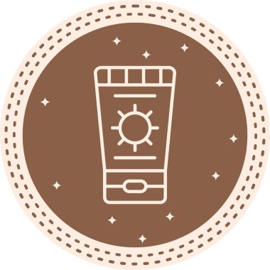 Güneş sembollü ve yıldızlı güneş kremi.