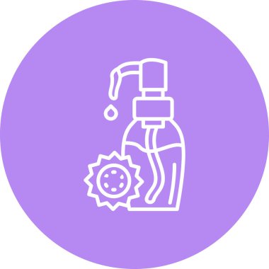 Güneş sembollü güneş kremi şişesi.