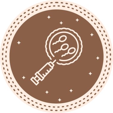 Dairesel tasarımın içinde sperm hücreleri olan şırınga