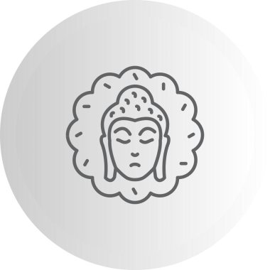 Buda yüzü dekoratif elementlerle çevrili.