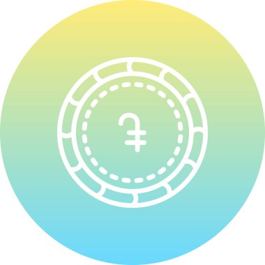 Circular coin design with currency symbol