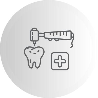 Diş Doldurma simgesi. Profesyonel diş macunu, tıbbi haç sembolünün yanındaki tek bir diş yüzeyindeki boşluğa iyileştirici dolgu malzemesi uygular..