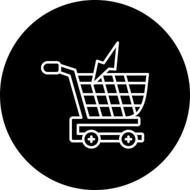 Yıldırım sembollü alışveriş arabası simgesi