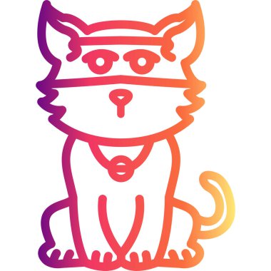 Ninja Kedi Dengelenmiş Özel Düz Vektör Düzeni