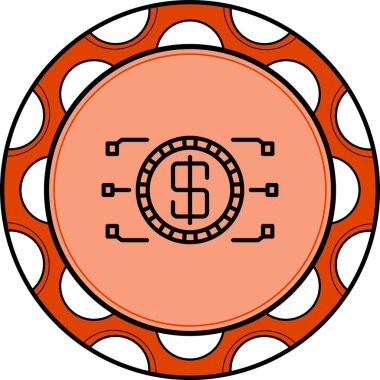 Dolar sembolü içeren dairesel madeni para tasarımı