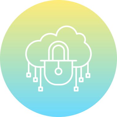 Uygulamalar veya web sayfaları için merkezi asma kilit ve bağlantı düğümlerine sahip bir bilgisayar güvenlik simgesi.