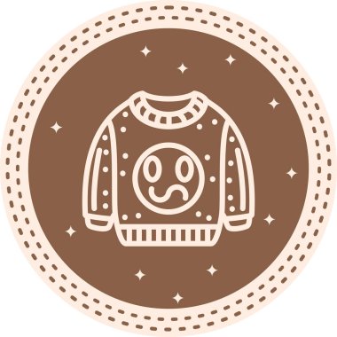 Yaratıcı uygulamalar ya da web sayfaları için uygun, kafası karışık, gülen surat çizimi olan rahat bir süveter..