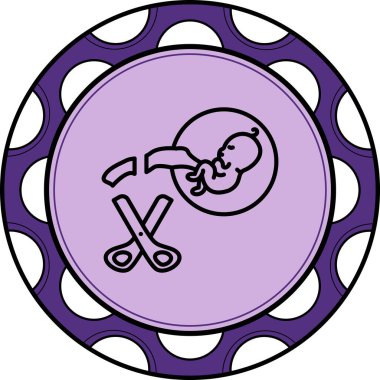 Çocuk doğumu ve makas kesimini temsil eden sembol