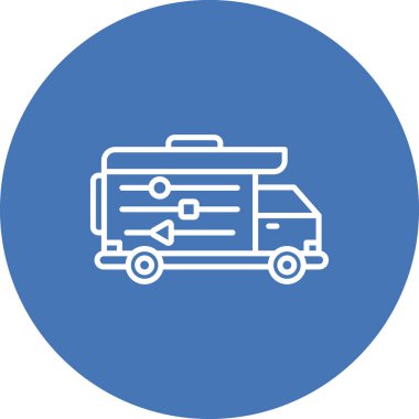 Kamp aracı simgesinin basit çizgisi