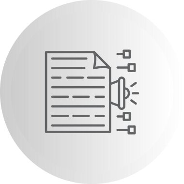 Bir megafon ve bağlantı düğümlerine sahip belge simgesi, pazarlama uygulamaları veya veri yayınlama web sayfaları için uygundur.