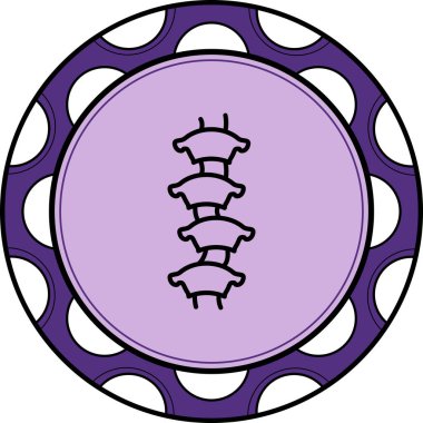 Merkezde omurga çizimi içeren dairesel tasarım