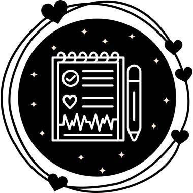 Kontrol listesi ve kalp atışı çizgisi olan defter