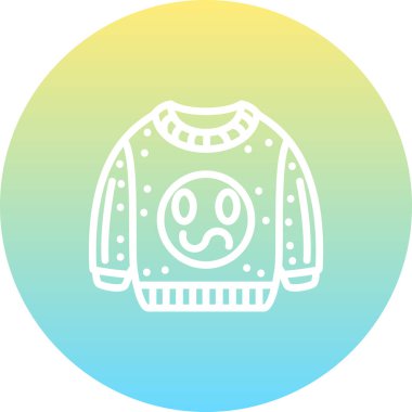 Yaratıcı uygulamalar ya da web sayfaları için uygun, kafası karışık, gülen surat çizimi olan rahat bir süveter..