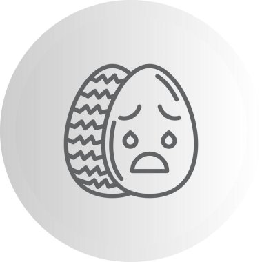 Paskalya Yumurta Çizgisi Simgesi, Düz Emoji, Basit Resimler Beyaz Arkaplanda İzole Edildi