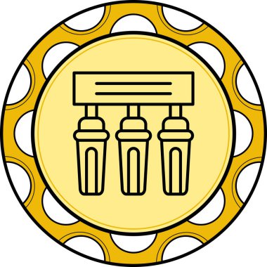 Dairesel sarı dizayn içinde üç test tüpü