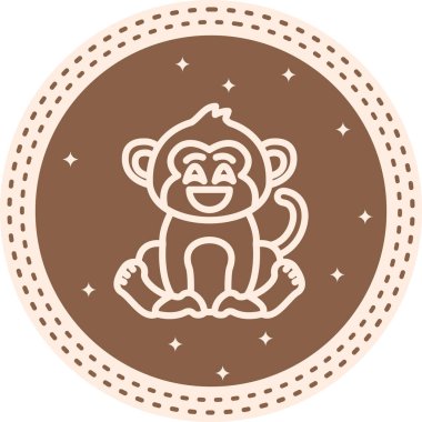 Mutlu Maymun Yenilikçi Düz Ürün Tasarım Sembolü