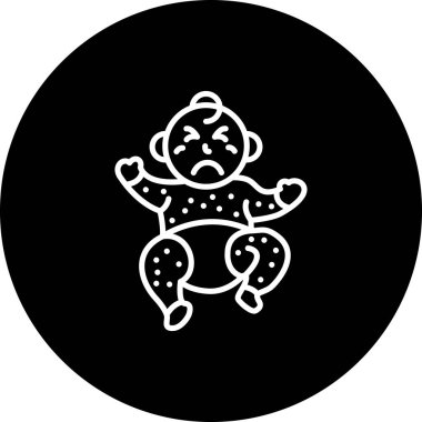 Cildinde kızarıklık ya da lekeler olan ağlayan bir bebeğin çizgi simgesi.