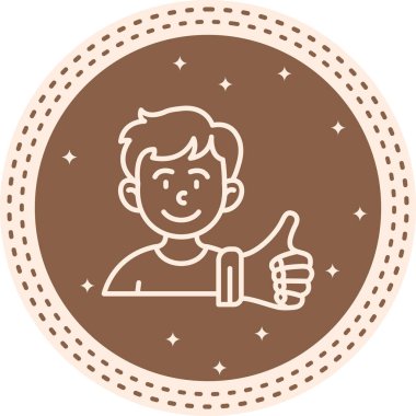 Genç çocuk iyi niyet gösterisi yapıyor. Müşteri memnuniyeti simgesi