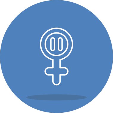 Kadın cinsiyet sembolü içinde duraklama işareti çizimi.