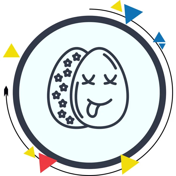 Paskalya Yumurta Çizgisi Simgesi, Düz Emoji, Basit Resimler Beyaz Arkaplanda İzole Edildi