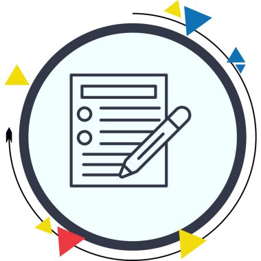 Kalem ve kağıt içeren basit kontrol listesi simgesi