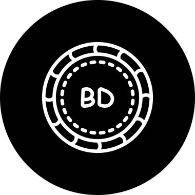 Beyaz harfli siyah dairesel çip bd