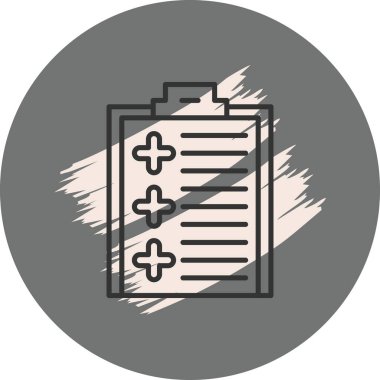 Artı işaretleri ve çizgileri olan tıbbi kontrol listesi