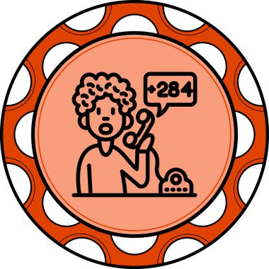 Uygulamalar veya web sayfaları için uygun sayısal bir kod gösteren bir konuşma baloncuğu ile bir telefon alıcısı tutan bir kadın simgesi.