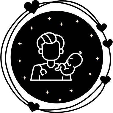 Bebek Doktor ikonu. Bebeği steteskopla tutan kişi.