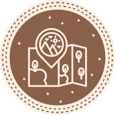 Seyahat ve navigasyon grafikleri katlanmış bir harita ve dağ manzarasını gösteren bir lokasyon iğnesi içeriyor..