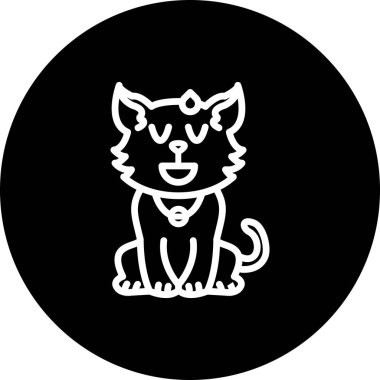 Rahatlamış Kedi Eşsiz Yenilikçi Dijital Grafik Sembolü